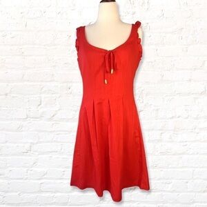 INC Lace Up Front Lined Sleeveless Fit + Flare Woven Mini Dress Size 14 Red